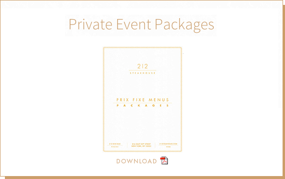 212 Steakhouse Prix Fixe Menus Packages