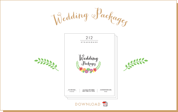212 Steakhouse Wedding Packages